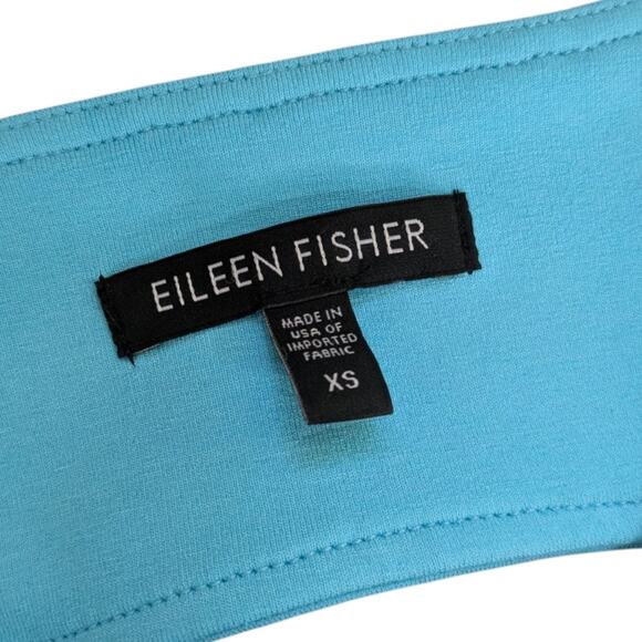 Eileen Fisher Colorblock Dress XS Blue Jersey Knit Cutout Back Two Tone - Picture 6 of 9